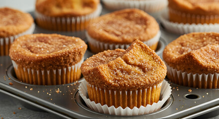 Freshly Baked Cinnamon Sugar Muffins Ready to Enjoy in a Muffin Tin