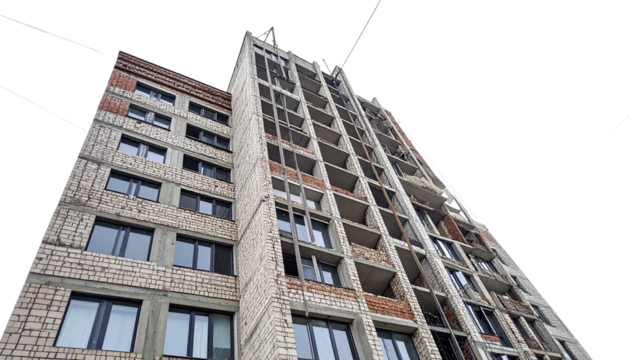 a building made by Dabbing technique isolated on transparent background