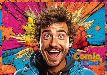 Exploding Comic Book Photo Effect Mockup