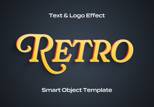 Retro Vintage Old Text Logo Style Effect Mockup Logotype Template Shape