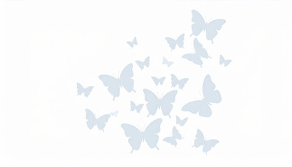 Delicate white butterflies gracefully flutter against soft white background, creating serene and ethereal atmosphere. Their gentle presence evokes sense of tranquility and beauty