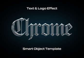Chrome Transparent Black Text Logo Style Effect Mockup Logotype Template Shape
