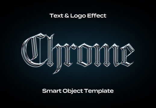 Chrome Transparent Black Text Logo Style Effect Mockup Logotype Template Shape