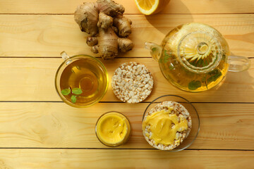 Tasty health breakfast with honey cream