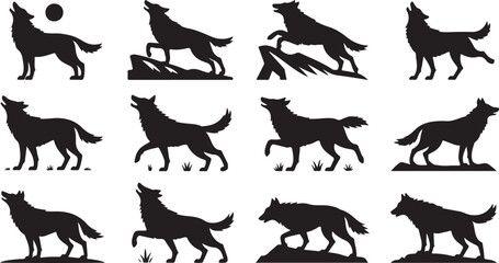 Obraz premium Running wolf silhouette perfect for pet animal and wilderness themes
