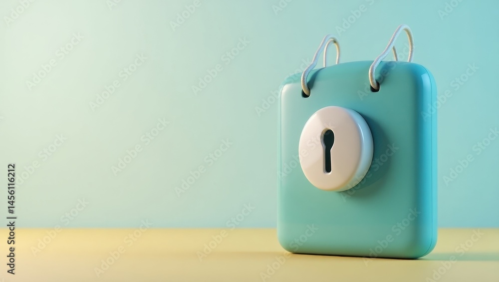 Poster retro lock. metal mechanism. pastel colors. minimalistic style. studio shot. isolated object. secure
