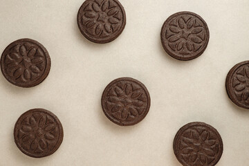 Delightful round chocolate cookies displayed on a soft surface