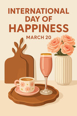 Celebrating Happiness with Drink Flowers and Coffee on Special Day