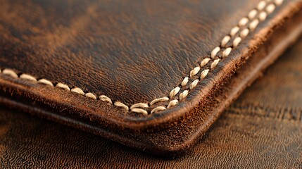 Close-up of brown leather wallet