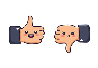 Happy and Sad Thumbs Up and Down Emoji Illustration