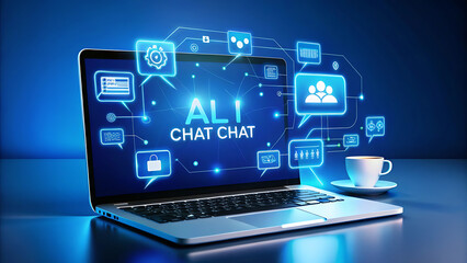 Chatbot Conversation Interface Displayed on Laptop Screen with AI Concept