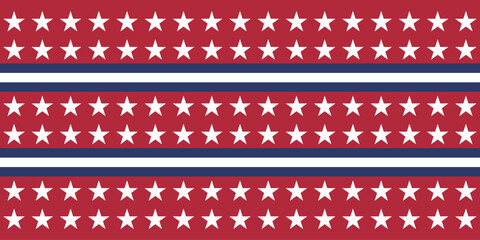 Patriotic Stars and Stripes. Americana Background Pattern. Vector Template For Fabric, Textile, Wallpaper, Wrapping Paper