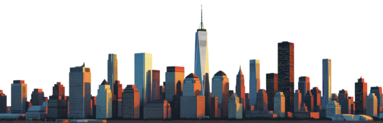 Skyscrapers, Sunset, New York, Transparent Background