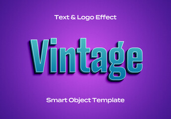 Vintage Retro Old Text Logo Style Effect Mockup Logotype Template Shape