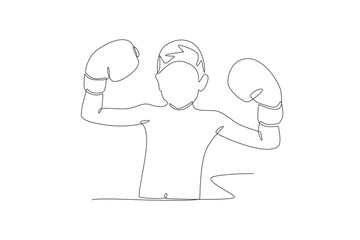 Kid boxing concept one-line drawing