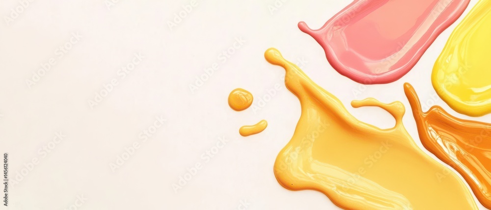 Poster vibrant colorful liquid splashes and drips on a white background dynamic abstract art concept with p