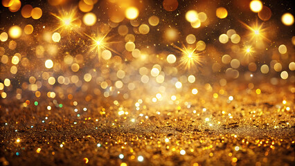 Glitter lights grunge texture with shimmering gold sparkle background
