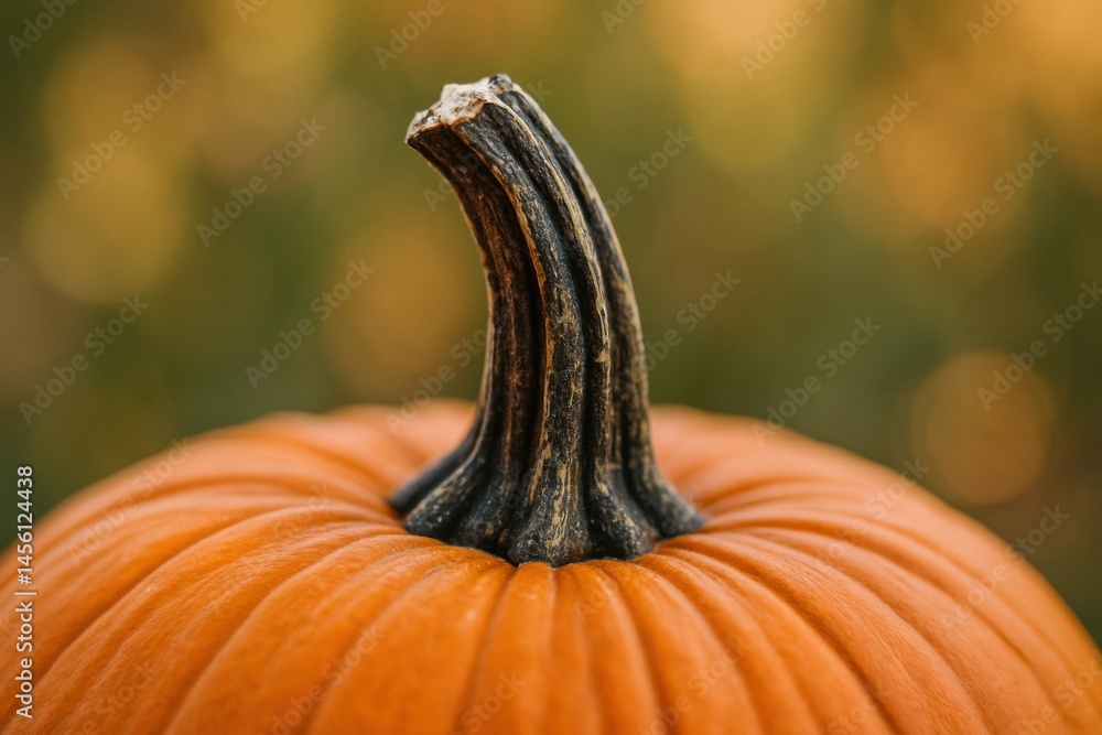 Aufkleber close-up of a pumpkin stem capturing autumn hues in a vibrant garden setting during harvest season g