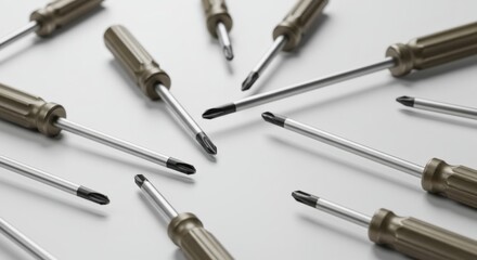 Naklejka premium Screwdriver Set Phillips Head on White Background Precision Tools