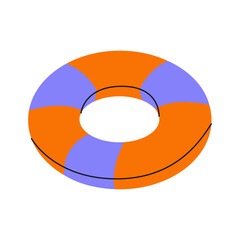 Colorful inflatable tube in orange and purple suitable for summer fun by the pool