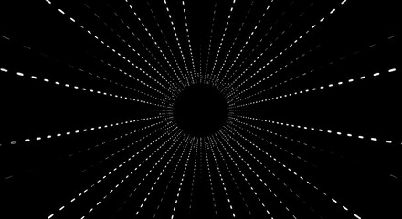 Mesmerizing Abstract Art A Black and White Tunnel of Light Points Radiating from a Central Void, Creating an Illusion of Depth and Movement