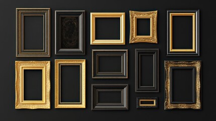 Gold and black picture frames