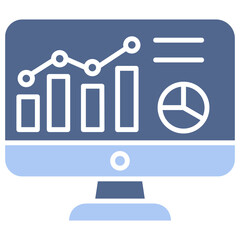 Online Analytic Flat Blue Icon