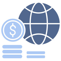 World Financial Flat Blue Icon