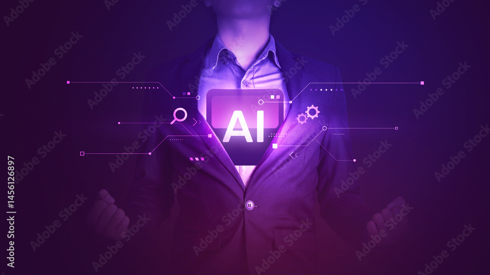 Leinwandbilder ai businessman with artificial intelligence technology smart digital innovation and data.