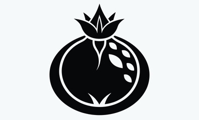 Pomegranate silhouette, pomegranate fruit silhouette vector, pomegranate icon clip art