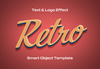 Retro Vintage Old Text Logo Style Effect Mockup Logotype Template Shape