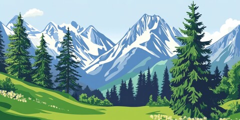 Fototapeta premium Alps landscape banner