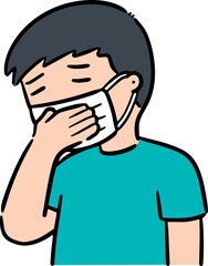 Illustration of man using medical mask
