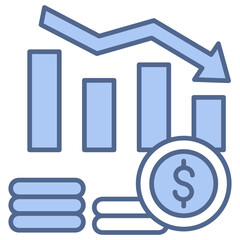 Economic Crisis Blue Icon