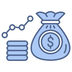 Money Growth Blue Icon