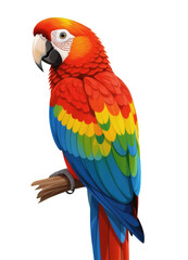 Fototapeta premium Vibrant Parrot on Perch, Transparent Background