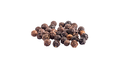Obraz premium Black peppercorns are popular spice known for their bold flavor and aroma. These dried berries are often used in cooking to enhance dishes, adding touch of heat and complexity