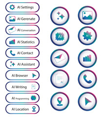 Set of buttons for artificial intelligent software