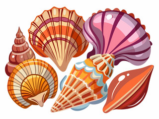 vector of Set of seashells isolated on white or transparent background
