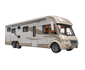 Luxurious motorhome ideal for summer road trips and outdoor adventures on a transparent background, cut out