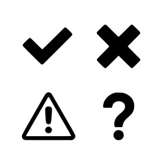 Fototapeta premium Minimalist Geometric Symbols – Checkmark, Cross, Warning, and Question Mark