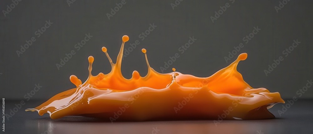 Poster vibrant orange liquid splash captured in highspeed motion, creating dynamic abstract forms against a