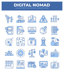 Digital Nomad Icons. Ultimate Guide to Remote Work