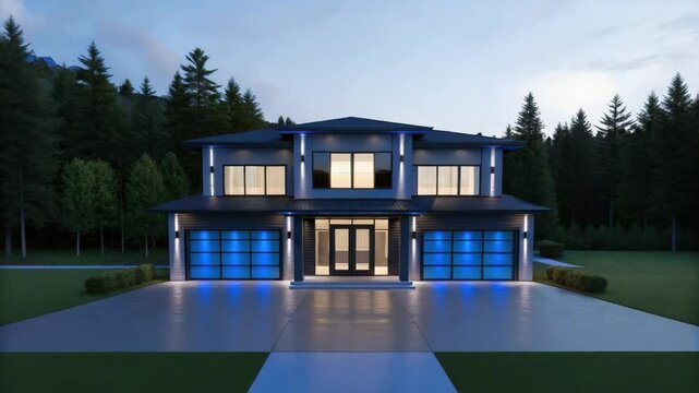 A futuristic home designed to withstand disasters with advanced automation features.