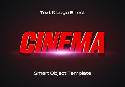 Cinematic Cinema Movie Text Logo Style Effect Mockup Logotype Template Shape