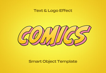 Comics Cartoons Kids Text Logo Style Effect Mockup Logotype Template Shape