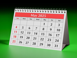 May 2025 calendar. One page of annual business desk monthly calendars