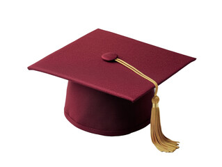Graduation cap for academic success and celebrations in education on a transparent background, cut out