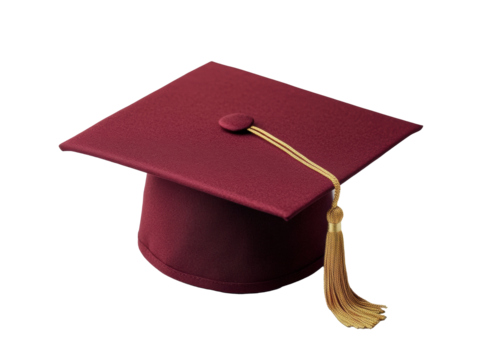 Graduation cap for academic success and celebrations in education on a transparent background, cut out