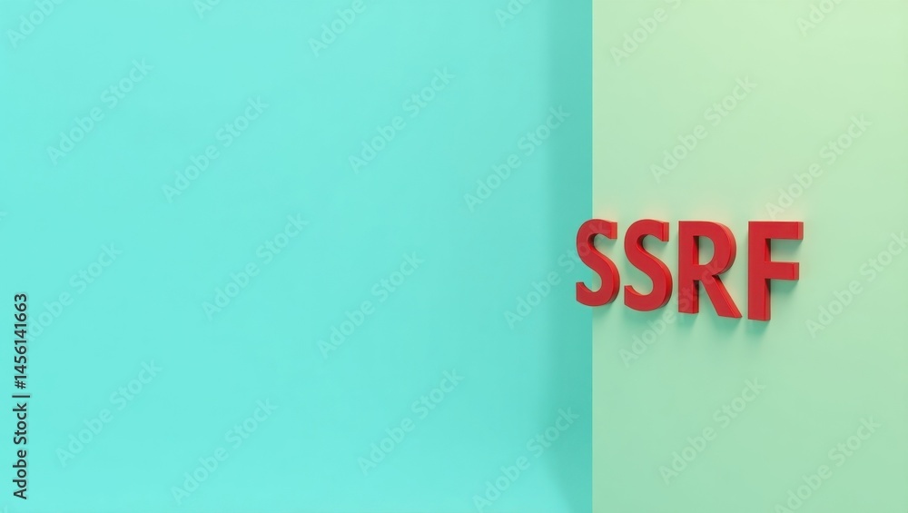 Poster ssrf text. 3d render. red color. minimalist background. safe internet. cybersecurity concept. techno